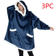 Lazy Pullover Pajamas Women's Thermal Clothes Lambswool TV Blanket Hug Hoodie TV Cold Protective Clothing